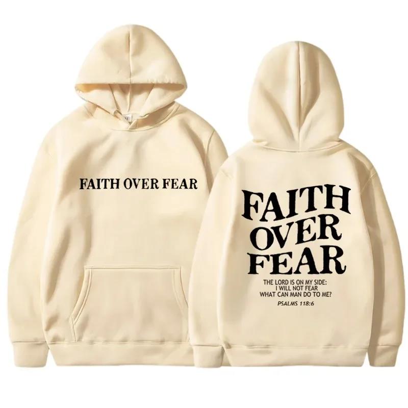 Толстовки с принтом FAITH OVER FEAR для мужчин и женщин, повседневные толстовки с капюшоном с длинным рукавом, хип-хоп, толстовка Harajuku, мужские топы и толстовки Y2k