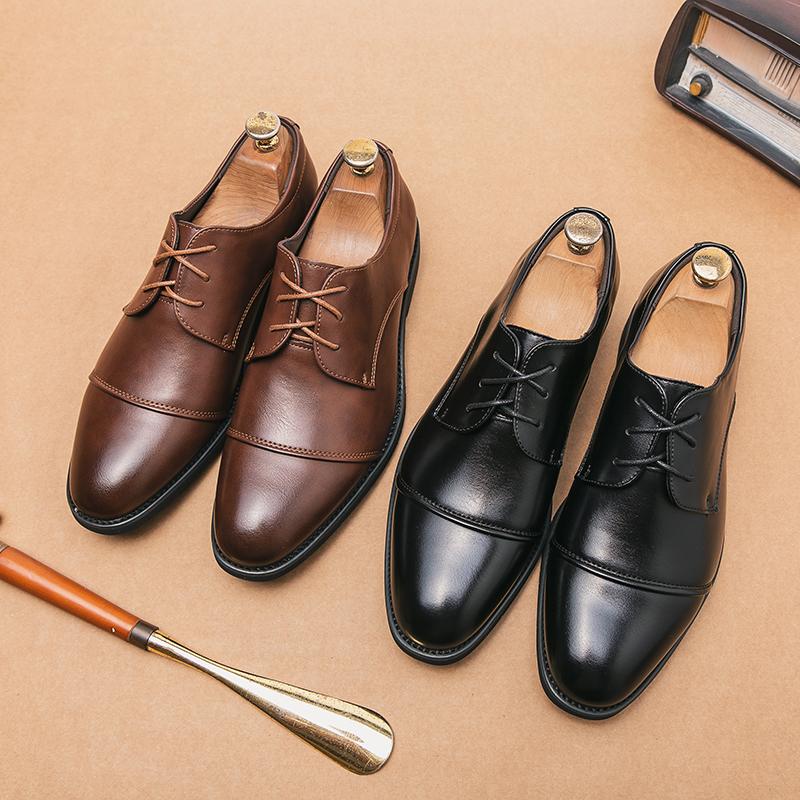 2024 Spring Fashion Men Office Suit Business Leather Mens Dress Brown Black Male Soft Casual Formal Wedding Party Oxford Shoes