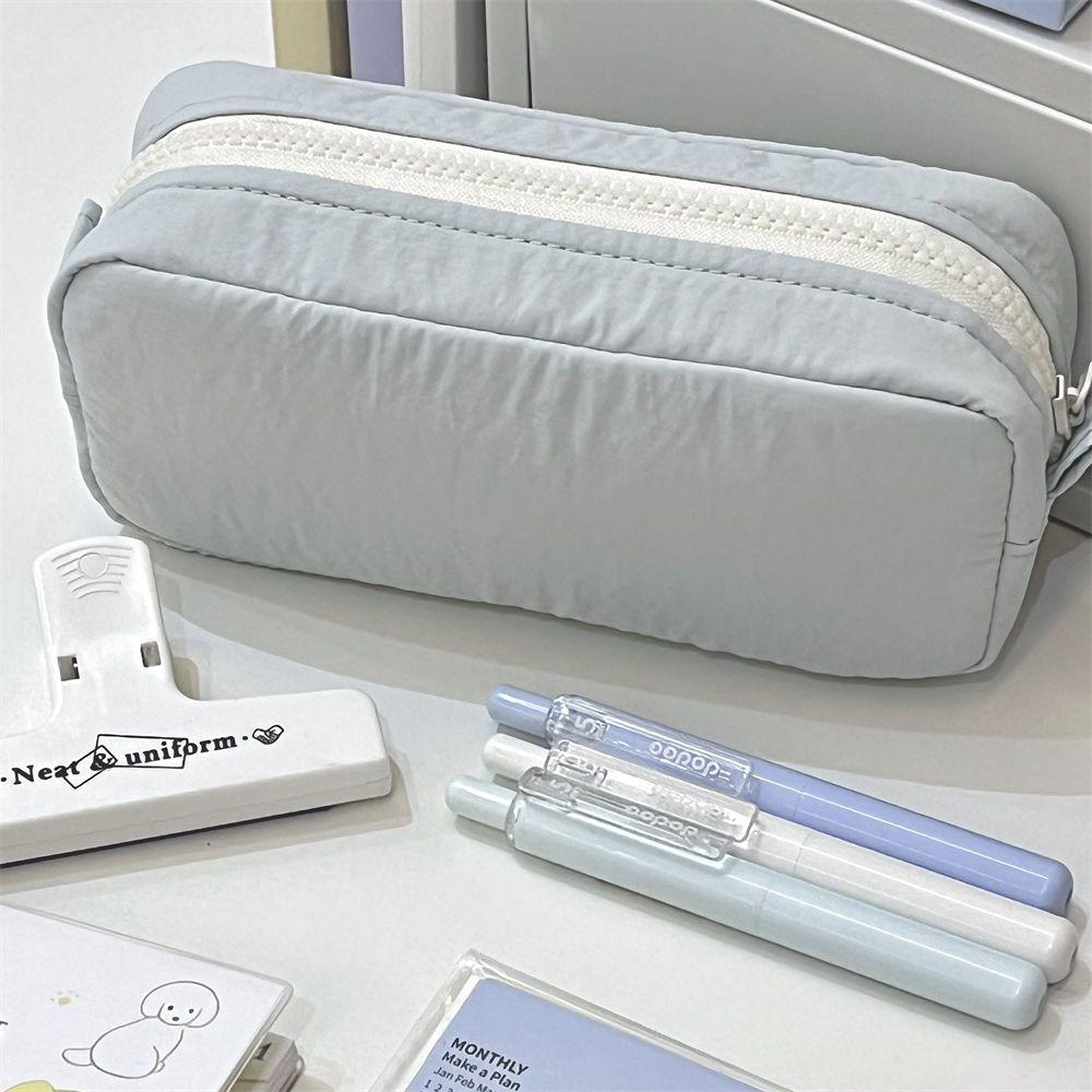 Square Pencil Case High Aesthetic Value Large Capacity Solid Color Stationery Bag Pencil Case for Students