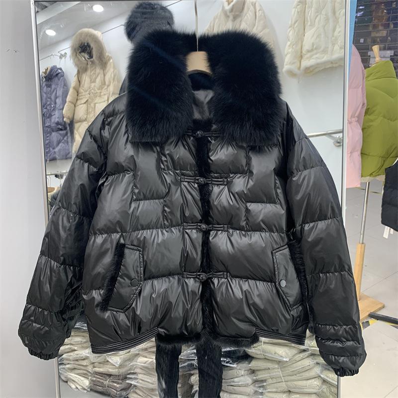 Winter Thin Mink Fur Button Down Jacket for Women Short Fox Fur Coat