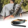 Durable Leather and Metal Buckle Electric Guitar Strap Belt Shoulder Pad Adjustable Vintage Guitar Strap Black -