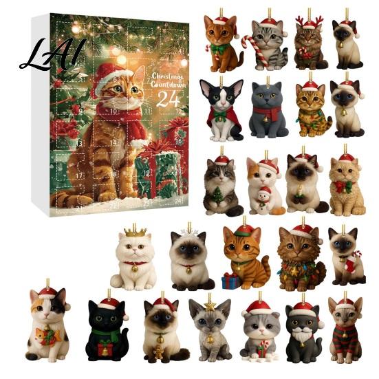 Christmas Advent Calendar Calendar 24 Day Countdown Box with Cat Dog Festival Atmosphere Decor Cow Acrylic Ornaments Festive Tree Hanging