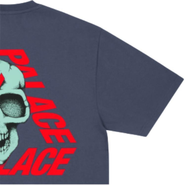 Palace Футболка с черепом P3, темно-синяя, унисекс, топы, синяя P28TS145