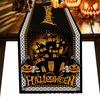 Halloween Party Linen Table Runner Happy Halloween Decoration Home Kids Trick Treat Pumpkin Bat Pattern Table Clothes Horror Party Supplies KTY