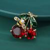 Blucome New Design Red Cherry Shape Brooch Gold Color Enamel Brooches Jewelry Pins Girl Christmas Gifts Scarf Hat Accessories