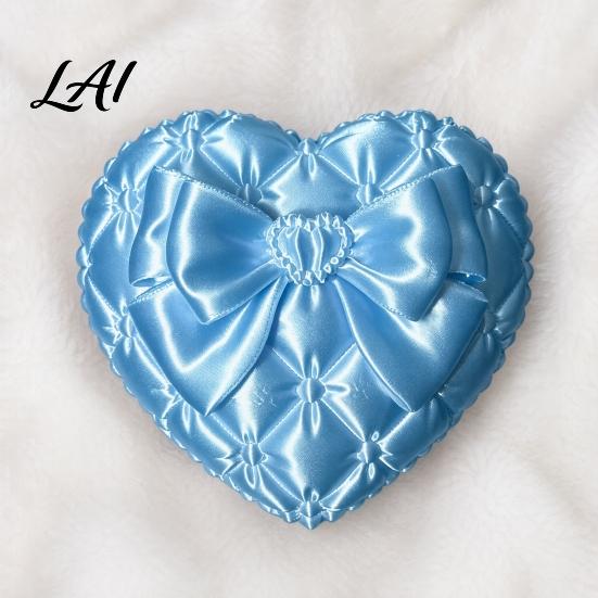 Colorful Macaron Jewelry Case 3D Print Heart Storage Box with Satin Simulation Texture Bow Anti-tangle Design Organizer Portable Organizer
