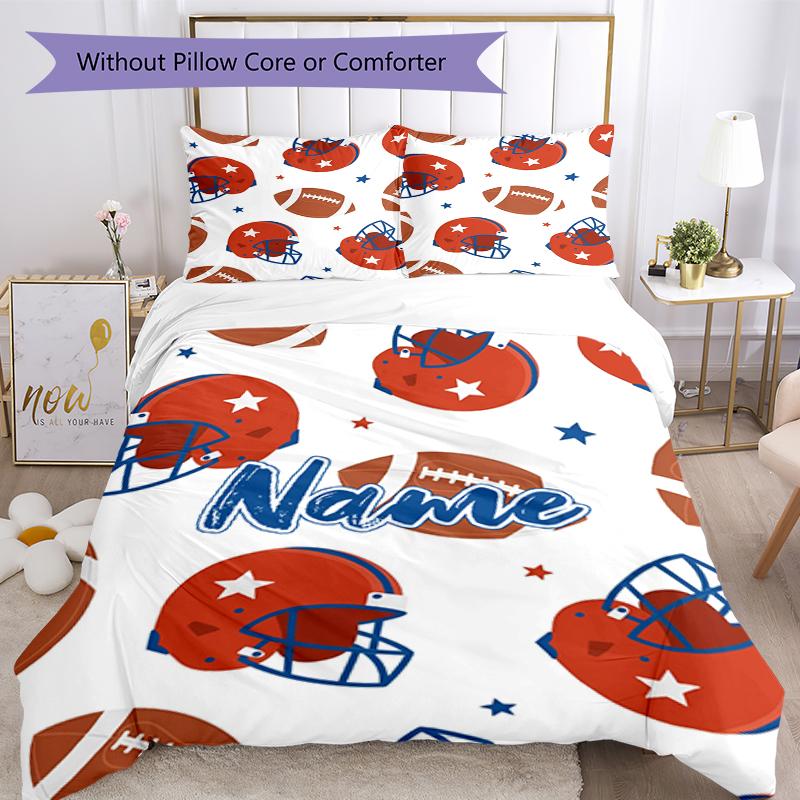 3pcs Custom Name American football Bedding Set Duvet Cover Closure Includes 1 Duvet Cover & 2 Pillowcases, Soft and Comfortable for All Seasons.