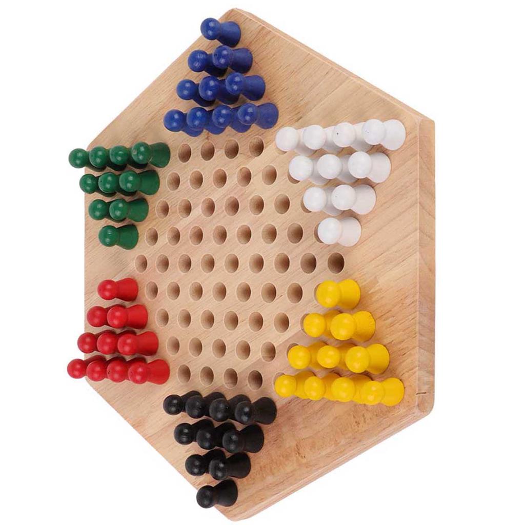 Wooden Educational Board Children Classic Halma Chinese Checkers Set Strategy Family Game Pieces