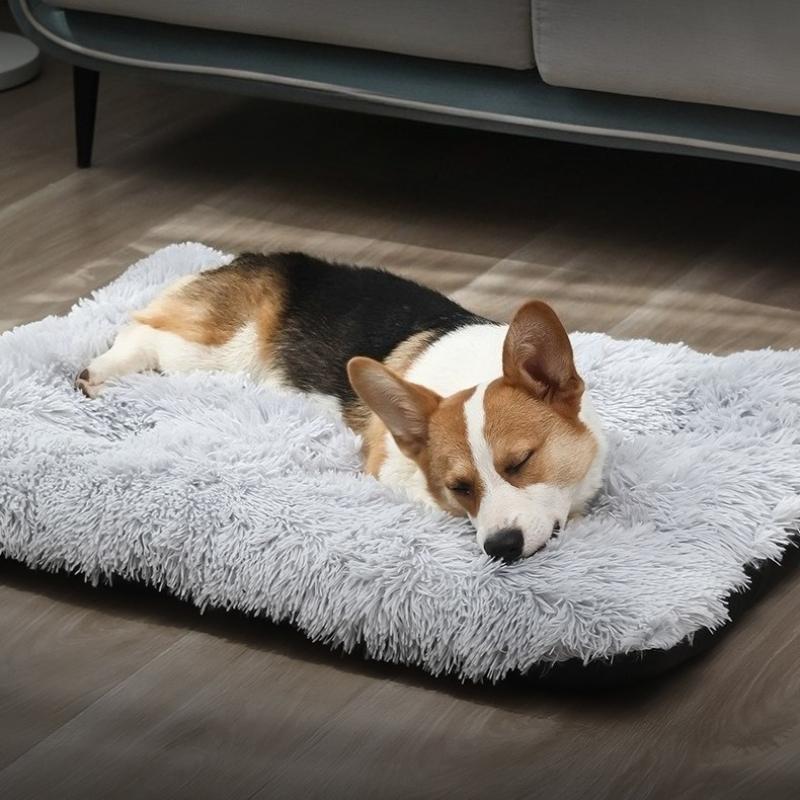 Пушистая двусторонняя лежанка для питомцев - Уютный коврик для собак и кошек для дома, клетки и путешествий, Нескользящая моющаяся подушка на все сезоны