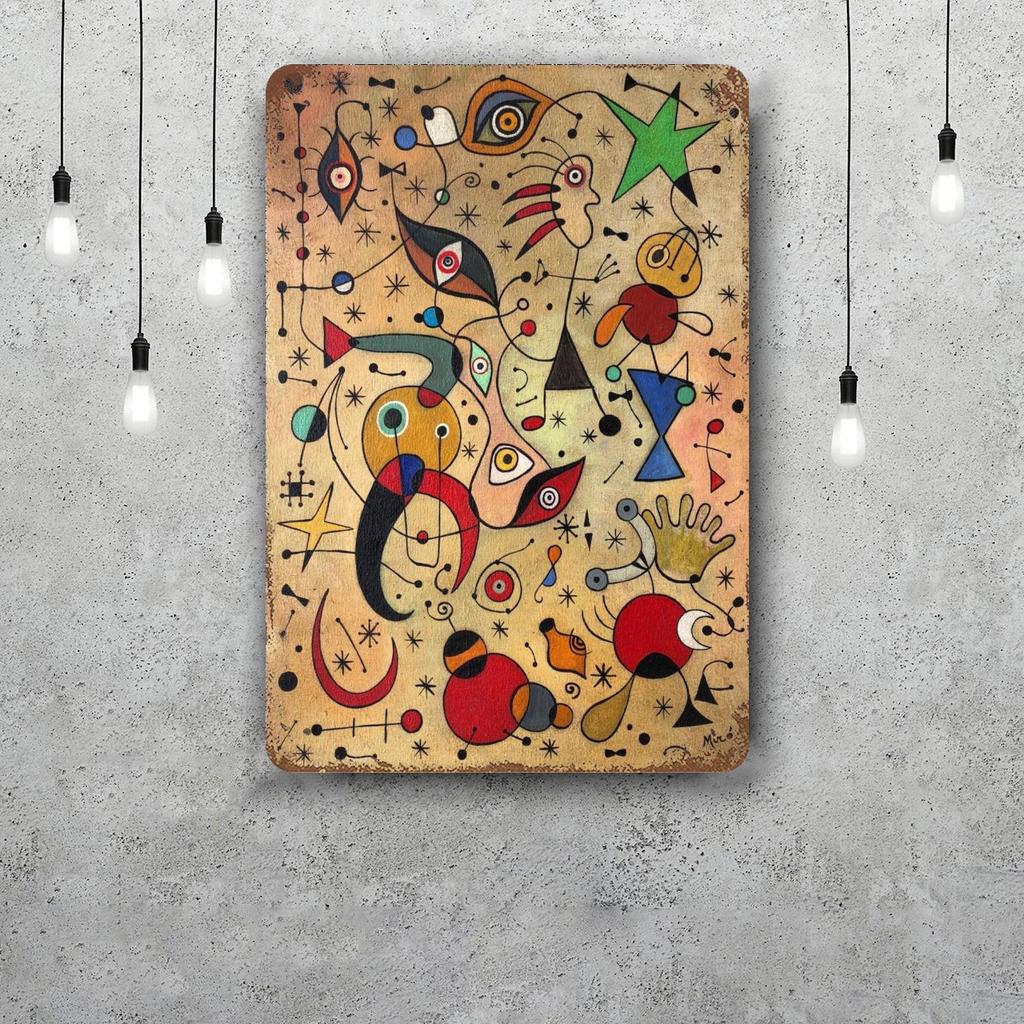 Mfoever Tin Sign Miro Art Vintage Tin Sign Home Decor Wall Decor Art Wall Mural Room Decoration Decor Retro Metal Sign Plate Bar Posters