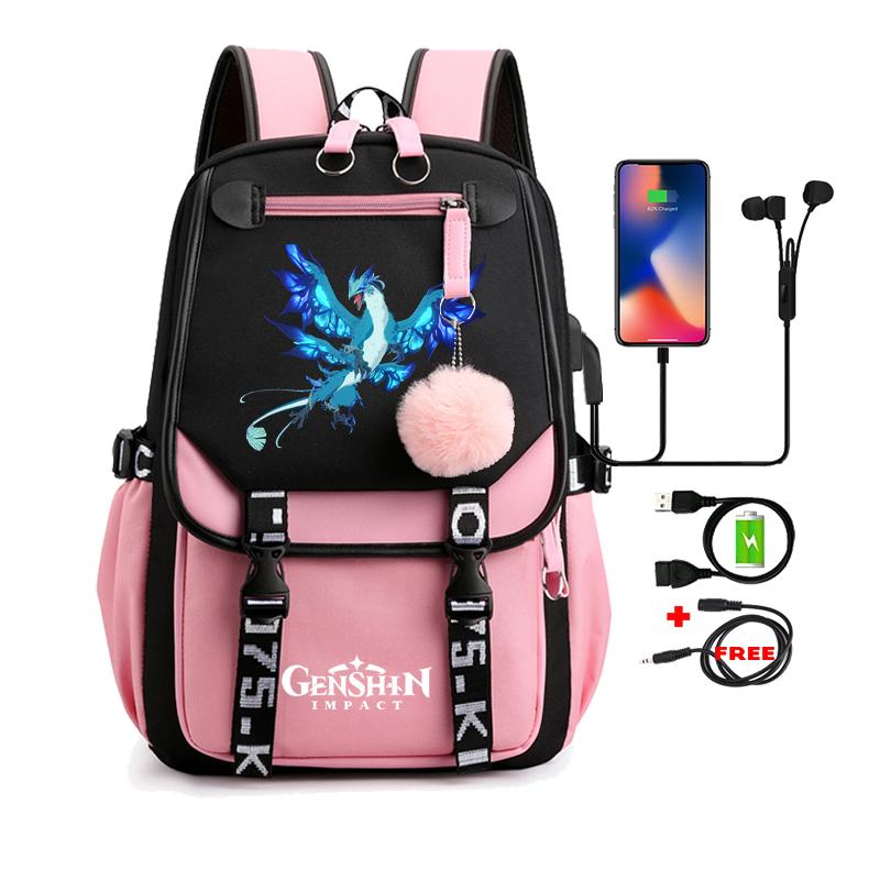 Anime Game Printed Bag Canvas Backpack Large Capacity Bookbag for Boy Girl Kids Gifts Usb Charging Travel Backpack Student School Bag