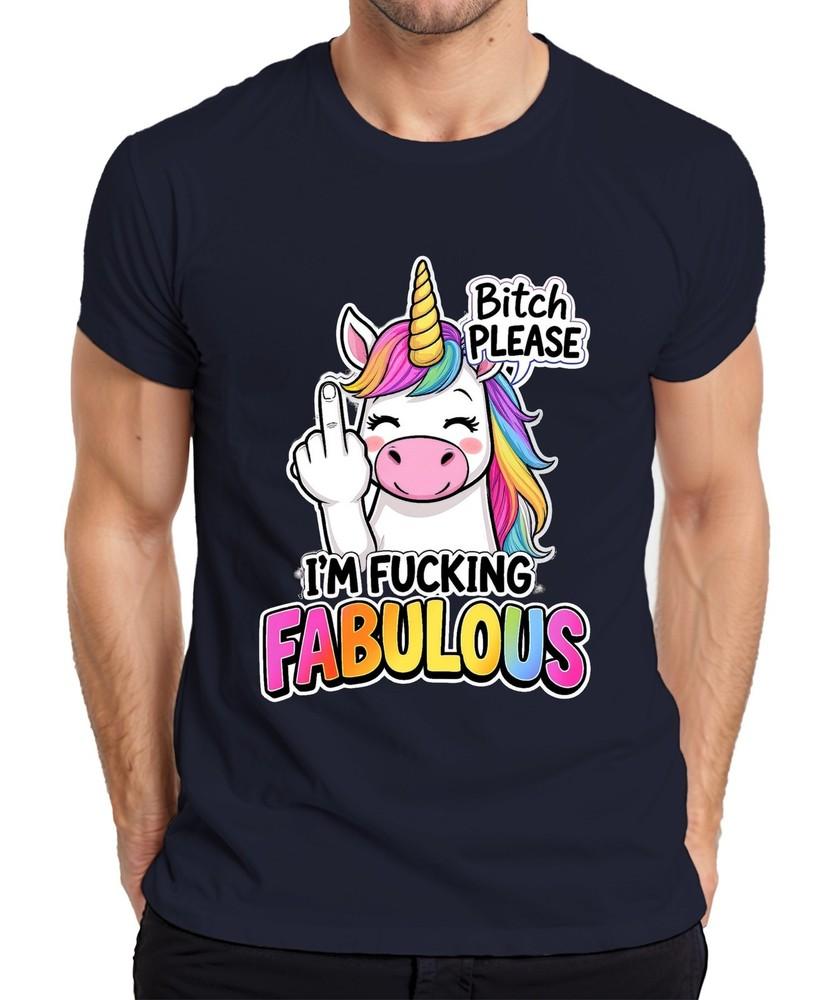 Im Fucking Fabulous Unicorn Rainbow Middle Finger Gift Unisexs Tshirt