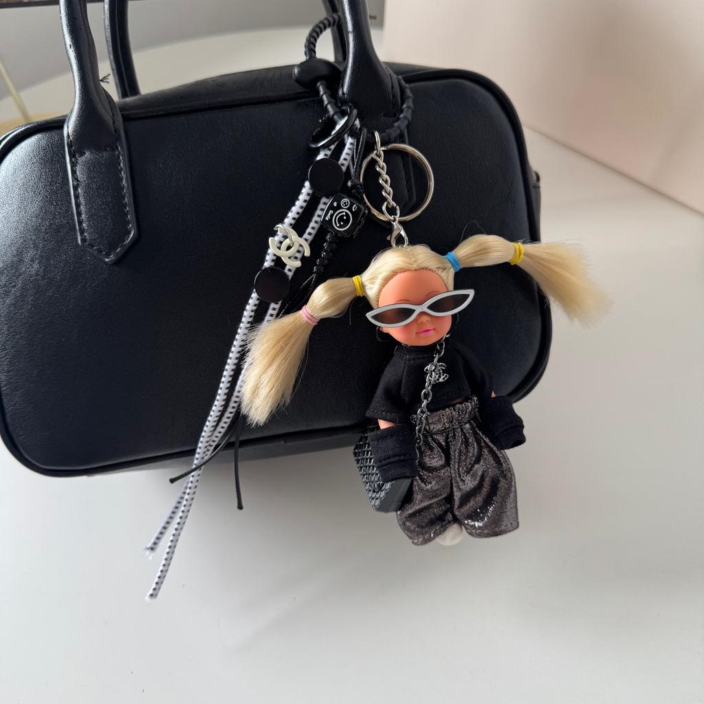 Trendy Sunglasses Sweet Cool Silicone Doll Bag Decorative Pendant Retro Keychain