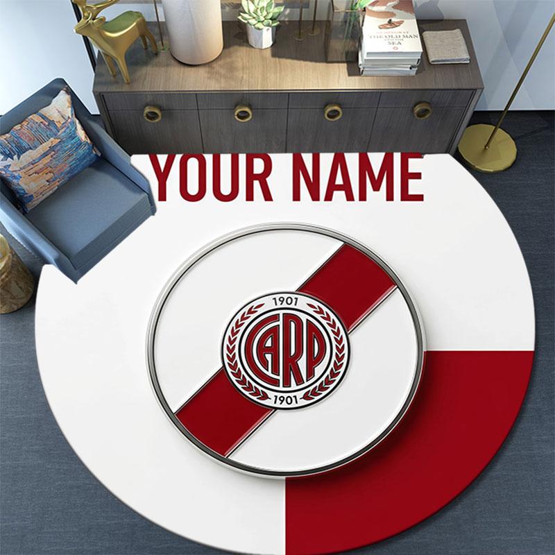 Custom Name,Club Atlético River Plate pattern round rug,Carpet Rug for Living Room Bedroom Playroom ,Non-slip Floor Mat,Holiday Gifts and Birthday Gif