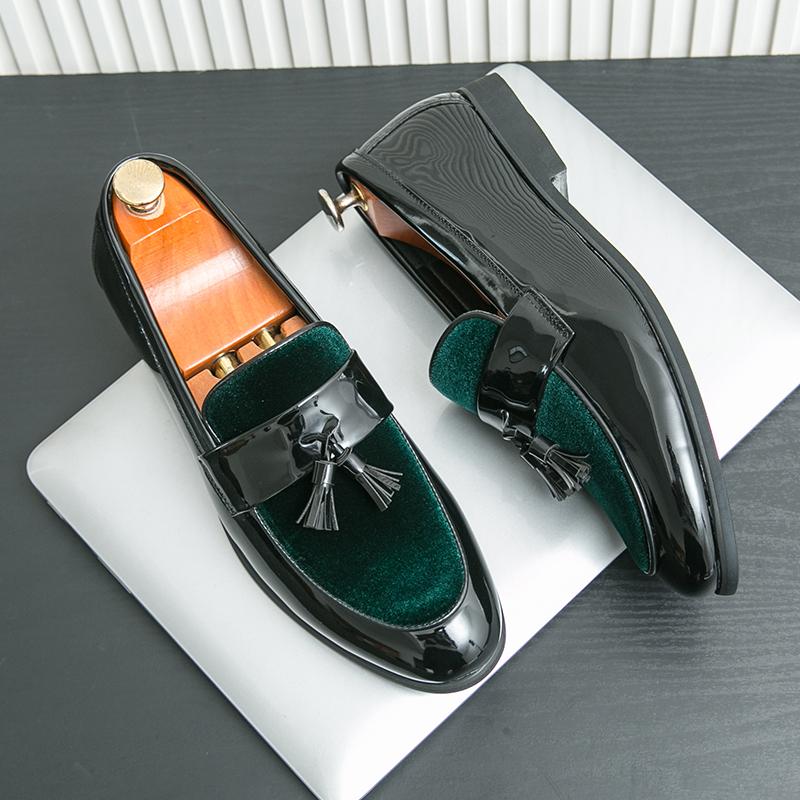 Men Casual Shoes Fashion Color Block Shoes Handmade Suede Leather Men Tassel Loafers Moccasins Slip On Male Driving Party Shoes