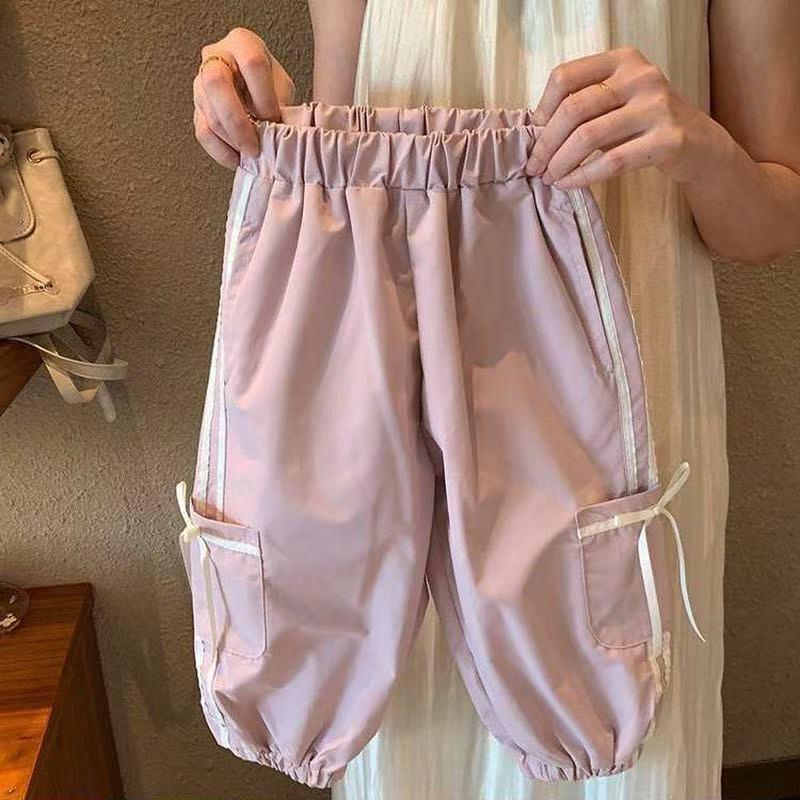 Комплект для девочек в корейском стиле, куртка с бантом, повседневные брюки, весенний наряд для малышей, одежда для маленьких девочек, комплект детской одежды