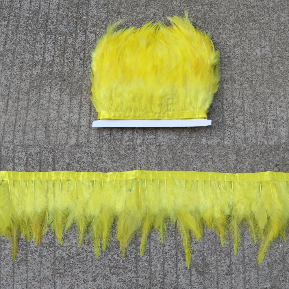 Feather5 10Meters Rooster Feather Trim 8-13CM Colored Chicken Feathers Ribbon 3-5" Saddle Pheasant Feathers Trim Fringe