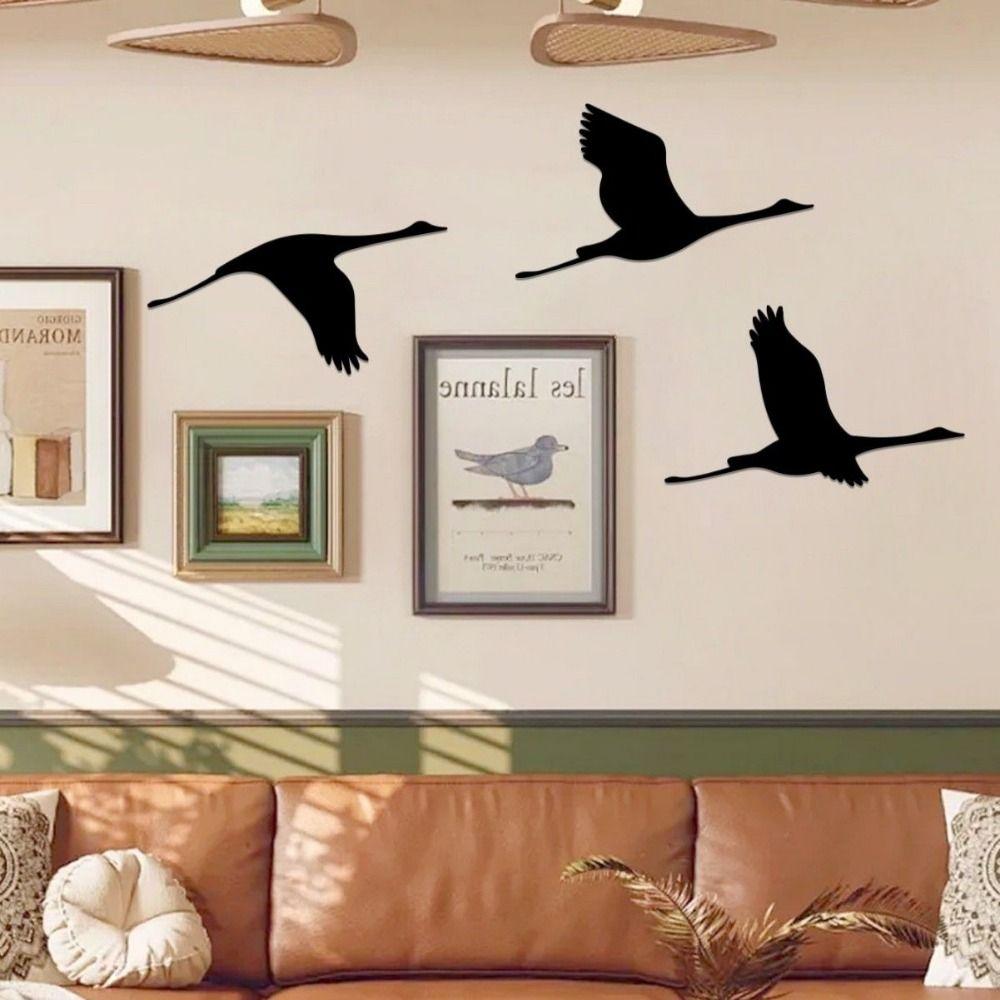 3Pcs/set Cartoon Bird Hanging Pendant Black Metal Hanging Ornaments Wild Goose Wall Pendant Bedroom