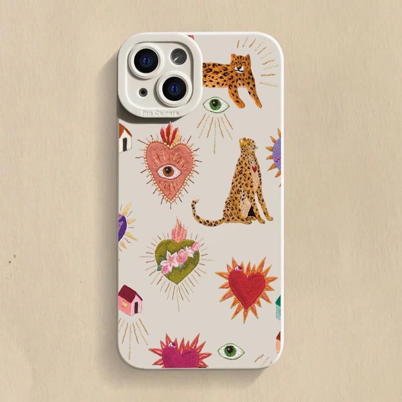 Floral Leopard Eyes Phone Case For iPhone 11 12 13 14 15 16 Pro Max 7 8 Plus 16E XR X XS SE Shockproof Silicone Soft Cover