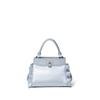Handbag with Ruffle Feminine 2-Way Design, Padlock, JSLH5DH1, Silver, Women's