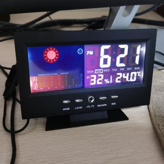 8082T цифровые часы прогноз погоды вечный календарь светодиодный цветной экран дисплей влажности температура часы пробуждения для дома