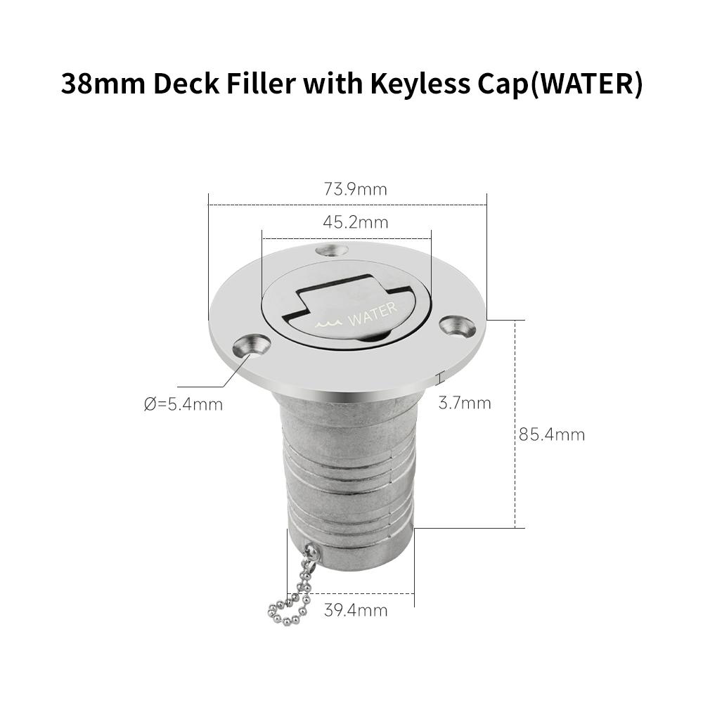 Stainless Steel 316 Deck Filler GAS DIESEL FUEL WASTE WATER 38mm 50mm Mirror Polish Marine Boat Hardware Deck Filler Cap