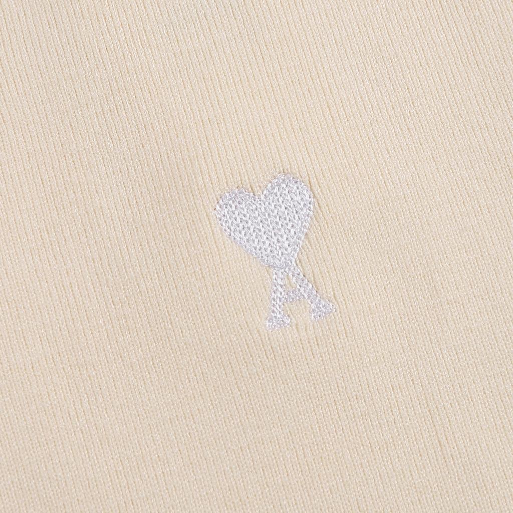 AMI Autumn and Winter New Little White Heart Alpaca Wool Blended Soft and Sticky Knitted Cardigan Round Neck Cloud Sweater Pocket Coat