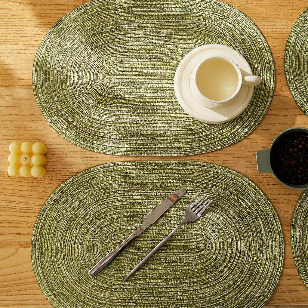 1 шт. Овальные полиэстеровые салфетки под тарелку, бежевые, коричневые, западные салфетки, термостойкие, нескользящие, для ежедневного декорирования