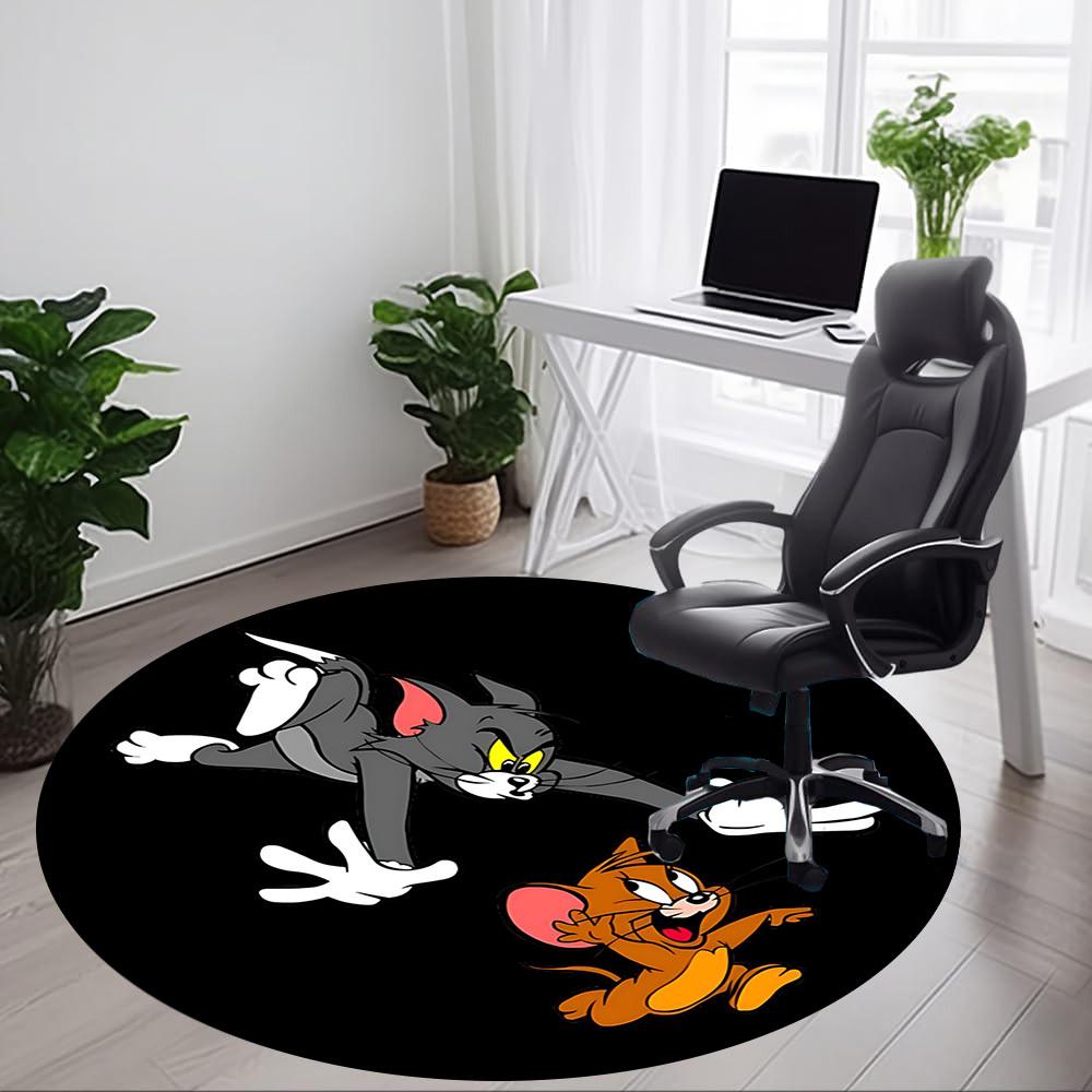 1pc Tom Jerry Office Round Area Rug, Under Office Chairs Bedroom Living Room Home Decor, Room Decoa1016102