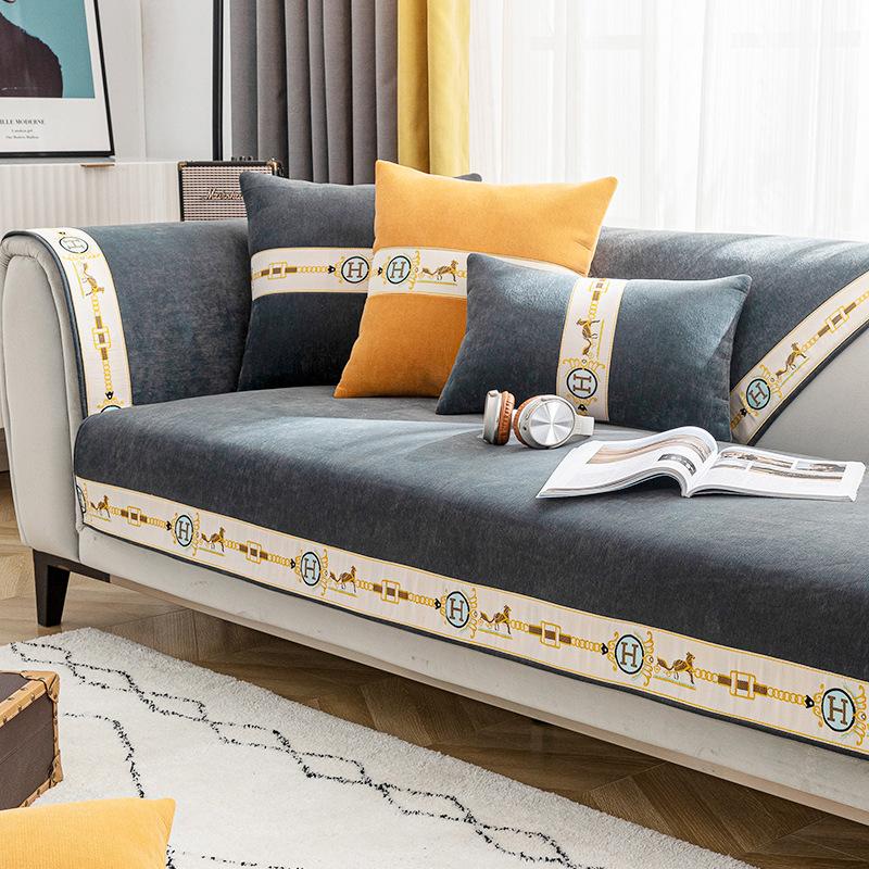 Легкий роскошный стиль, новый чехол для дивана из синельной кожи, универсальный нескользящий чехол для четырех сезонов, простой современный летний