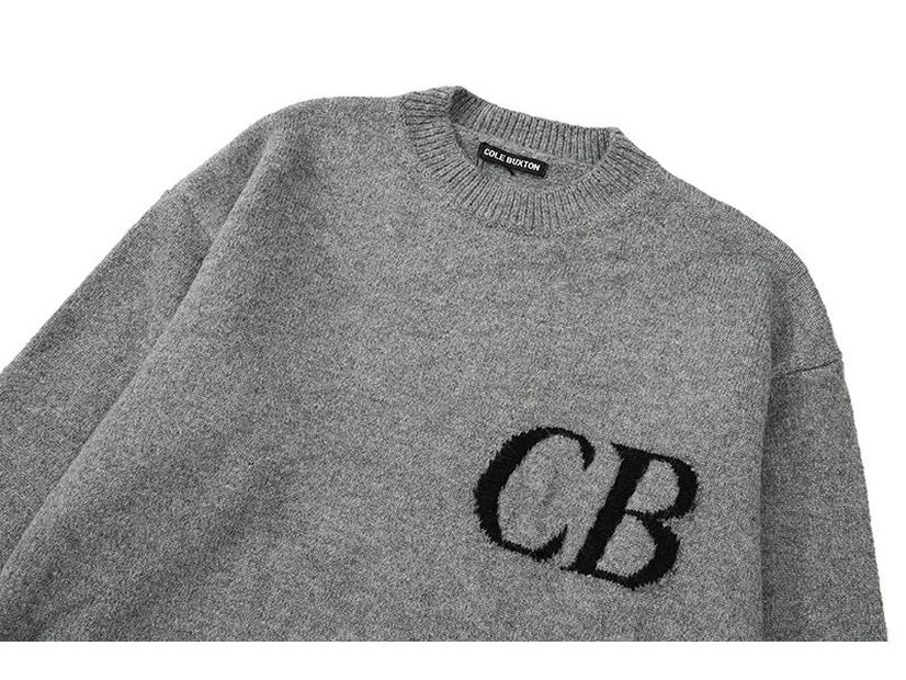 Высококачественный унисекс свитер Cole Buxton CB с жаккардовыми буквами, свободный, с круглым вырезом