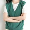 Вязаный жилет женский с рубашкой однотонный свитер с V-образным вырезом свободный пуловер повседневный камзол на осень женский жилет