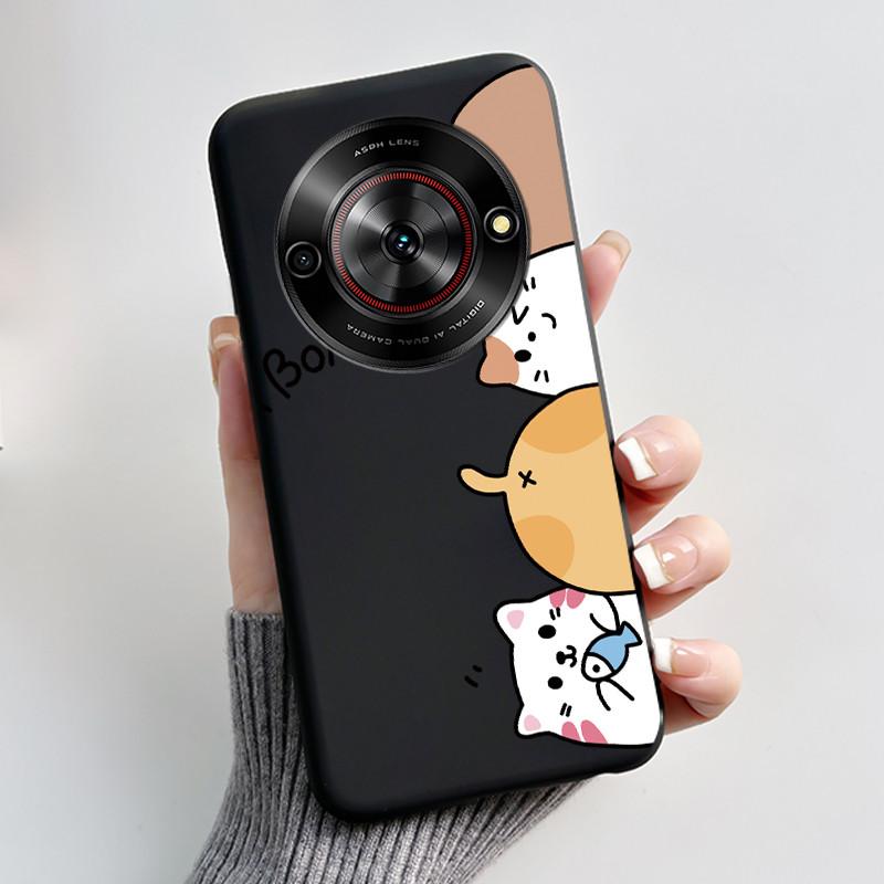 Милый Мультяшный Чехол Для ZTE Blade A75 5G/Nubia Focus 5G/Nubia Calf 5G Печатный Корпус Защитная Крышка Мягкий Силикон Черный Корпус