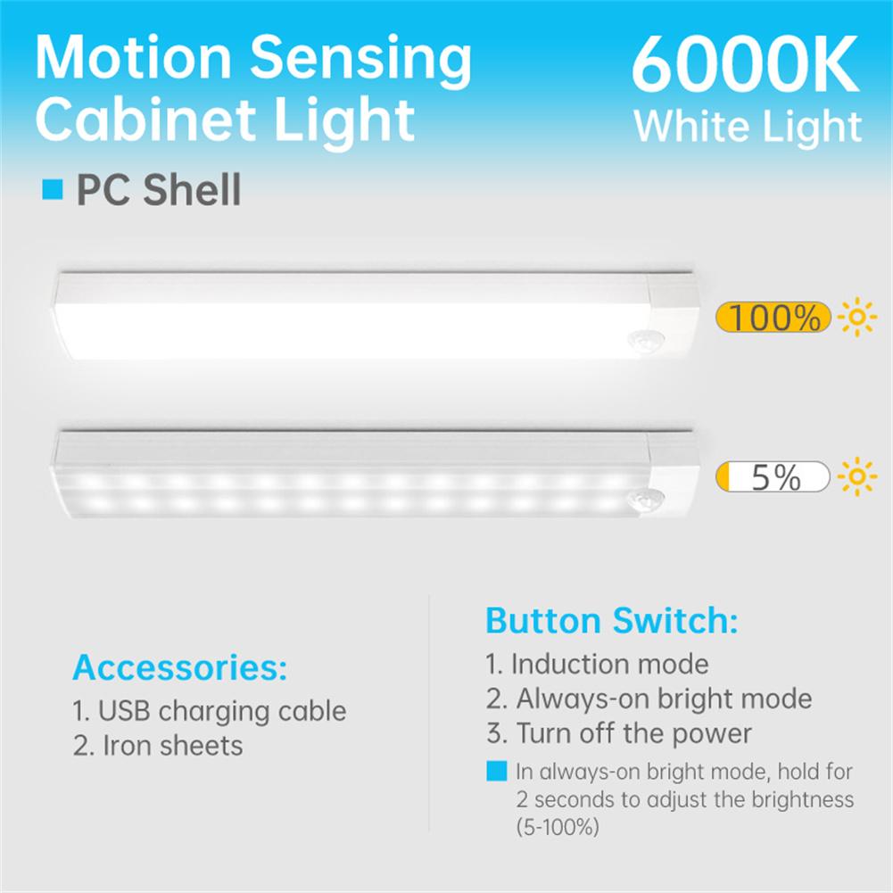 LED Cabinet Night Light USB Rechargeable Motion Sensor Closet Light Kitchen Bedroom Lighting Wall Lamp