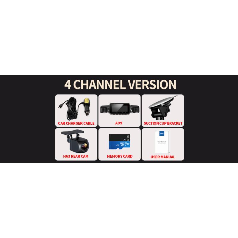 Автомобильный видеорегистратор TiESFONG, 4 канала, A99 FHD 1080P, для автомобильного видеорегистратора, 360°, автоматический видеорегистратор, ночное видение, поддержка WiFi, круглосуточный парковочный монитор