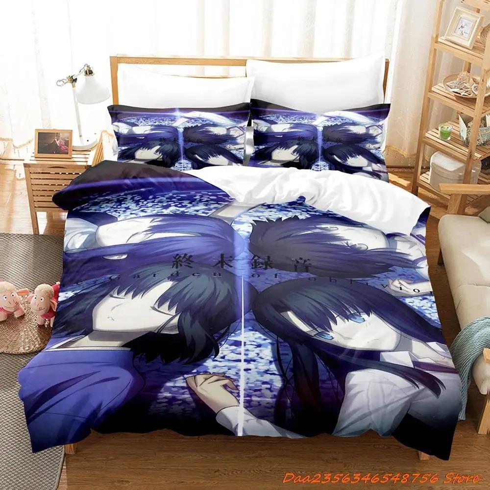 Kara No Kyoukai Bedding Set Cartoon Anime Three-piece Set Adult Kid Bedroom Duvetcover Sets 3D Kawaii Letto Matrimoniale