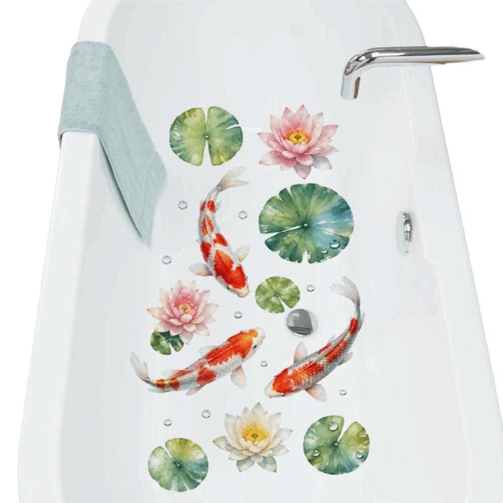 Waterproof Sink Sticker Self-Adhesive Lotus Leaf Decal High Quality Koi Fish Sticker