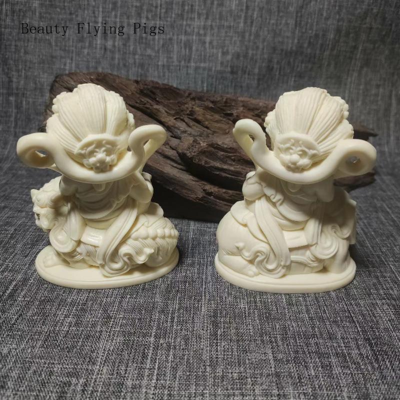 2 шт., слоновая кость, фрукт Q Edition, Гуаньинь, Бодхисаттва, мультфильм, украшение в стиле фэн-шуй, устанавливаемая на автомобиль статуя Будды, поделки