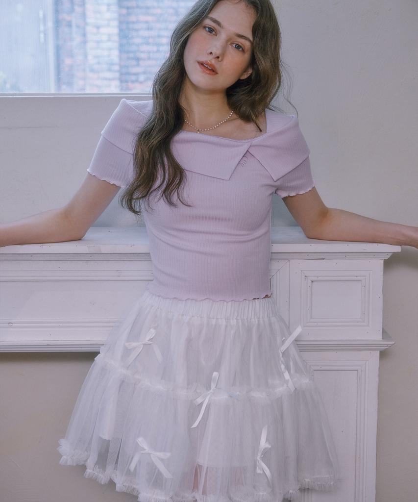 Lulu Shoe Ribbon Cancan Lace Skirt - White