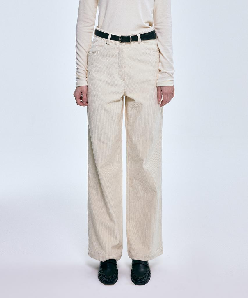 FOVERE Basic Corduroy Fleece-Lined Pants Ivory