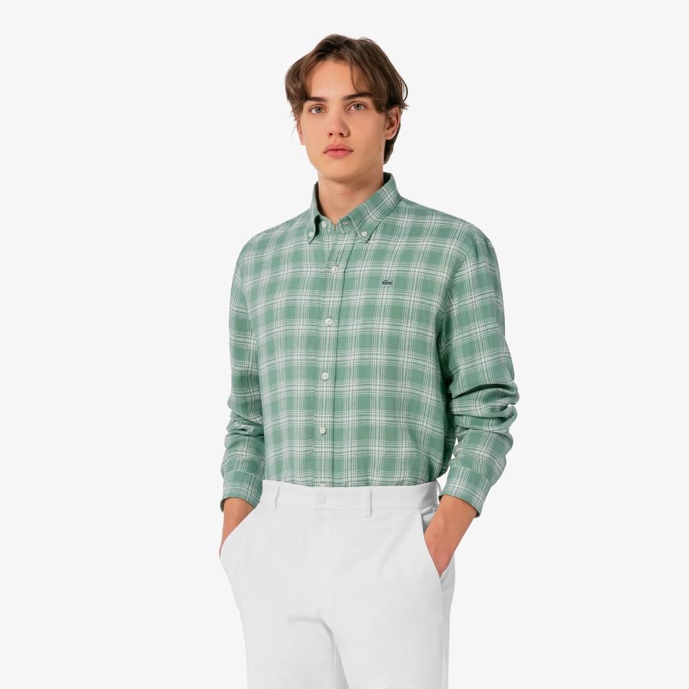 [lacoste] Men's Linen Big Check Shirt CH739E-56G132