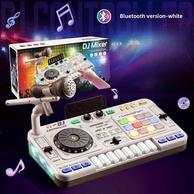 Детский DJ-контроллер Музыкальная игрушка Микшер с микрофоном Светодиодная подсветка Электронная музыкальная игра DJ-вертушка Для детей Подарки на день рождения