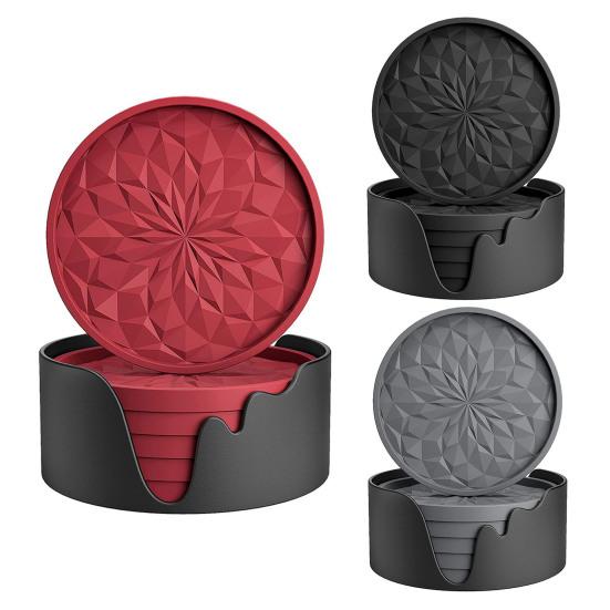 6Pcs Silicone Coasters Insulated Anti-Scald Heat-Resistant Odor-free Drink Coasters Home Bar Kitchen Decor