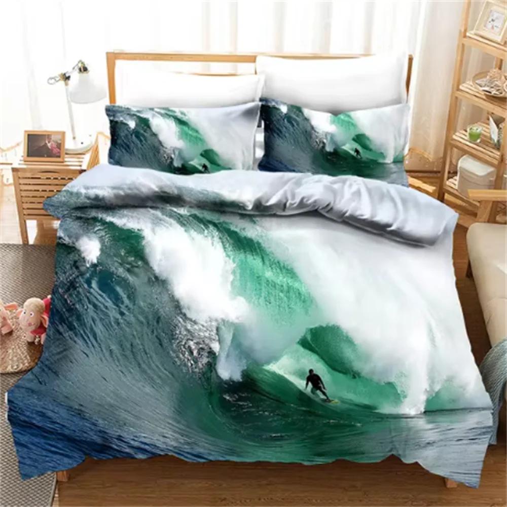 SSurf Seaside Vacation Пододеяльник Синяя Вода Одеяло Постельное Белье Комплект Для Взрослых Размер Квин 3d Стеганое Покрывало Комплект Постельного Белья Подкладка Кровать