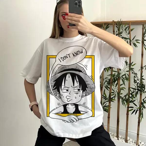 Summer 2026 One Piece Munchie D Luffy Funny Meme Theme 100 Cotton Print Loose Tshirt for Male and Female Parent Tops