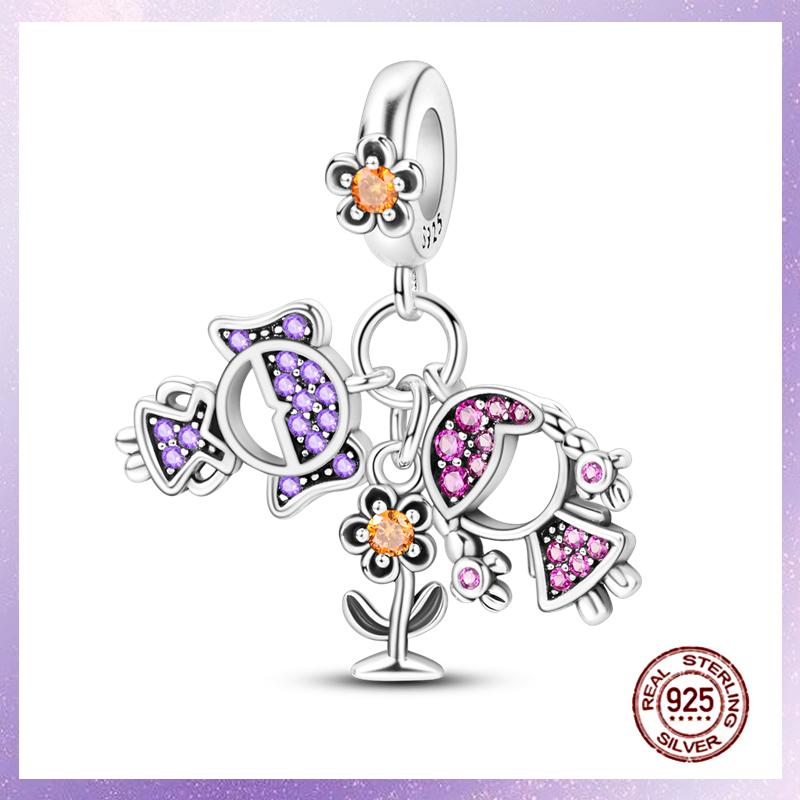 Фиолетовые Шармы Медный Fit Оригинальный Подвесной Браслет Бабочка Стекло Сердце Перо Клип Шарм Подвеска Светящаяся Бусина DIY Ювелирные Изделия