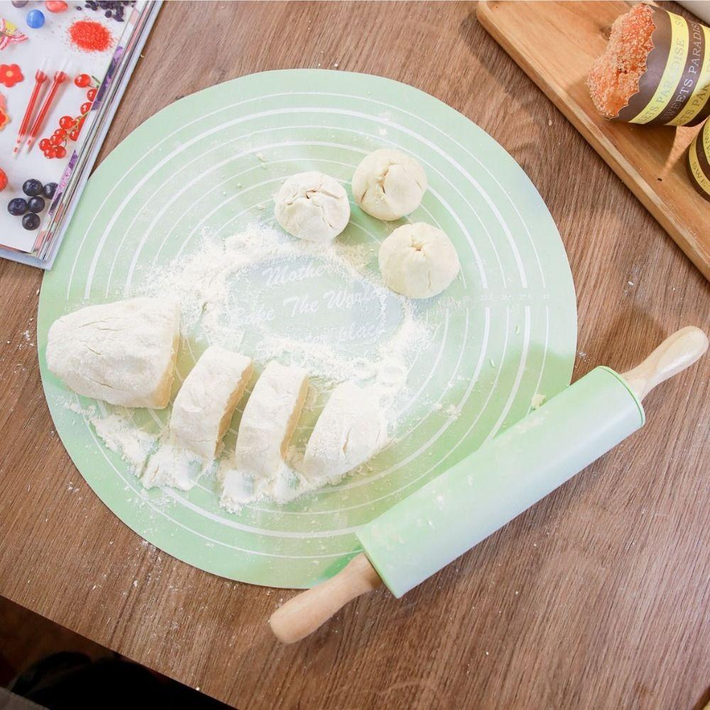 2 Pcs/set Silicone Rolling Pin Kit with Scale Kneading Pad Rolling Pin Pastry Mat Set Pizza