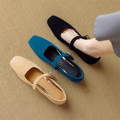 Модные новые весенне-летние туфли Мэри Джейн с квадратным носком из овечьей замши для женщин, модная обувь на массивном каблуке, женские туфли-лодочки, внутренняя платформа