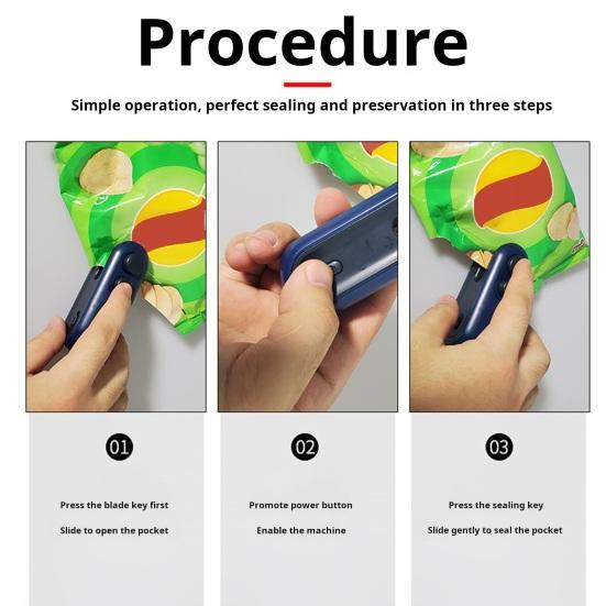 1Pc/2Pcs Mini Bag Sealer 2 In 1 Rechargeable Small Heat Sealer with Cutter Portable Magnetic Food Sealer for Snacks Candies Plastic Bag Food Storage