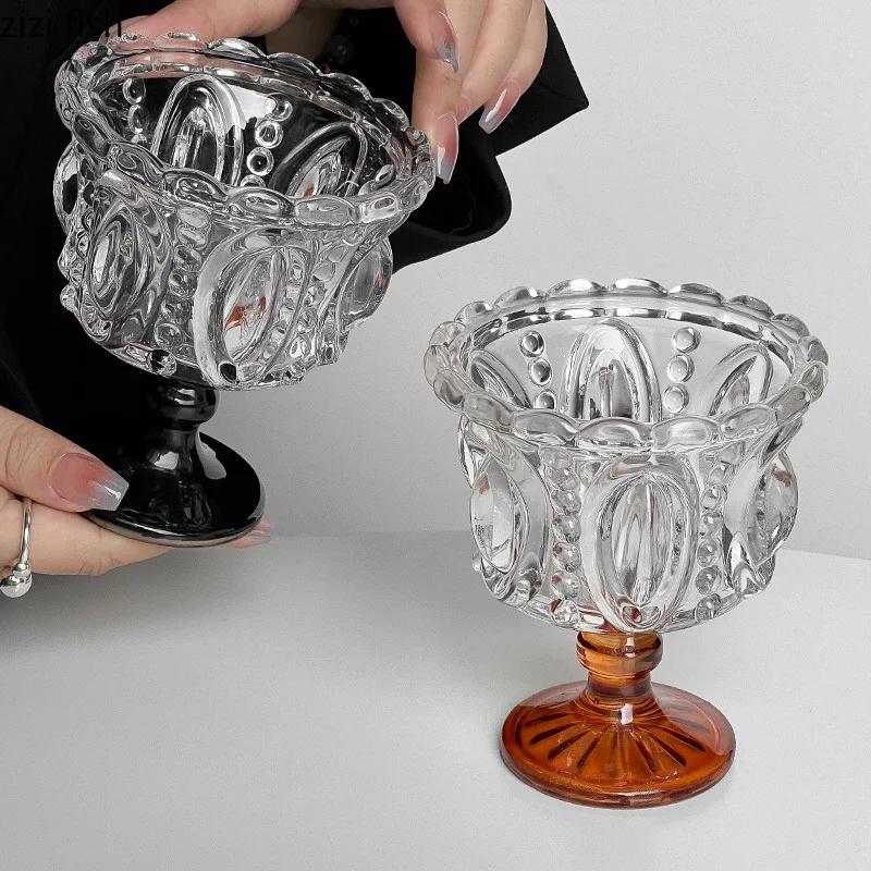 Хрустальный стакан с высокой ножкой Стаканчики для мороженого Десертный стакан Бокал Чашки для напитков Десертная чаша Бокал для вина Питьевые стаканы